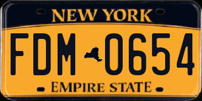 NY license plate FDM0654