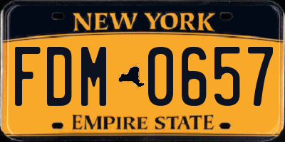 NY license plate FDM0657