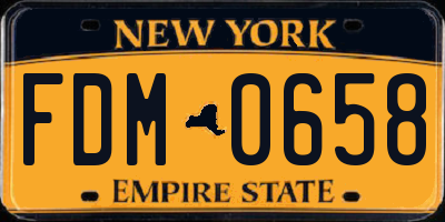 NY license plate FDM0658