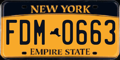 NY license plate FDM0663