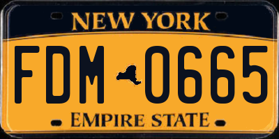NY license plate FDM0665