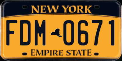 NY license plate FDM0671