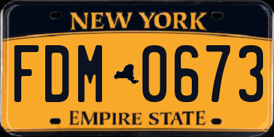 NY license plate FDM0673