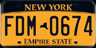 NY license plate FDM0674