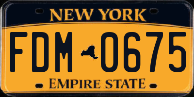 NY license plate FDM0675