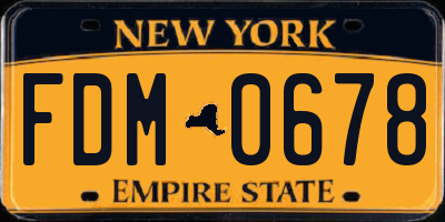 NY license plate FDM0678