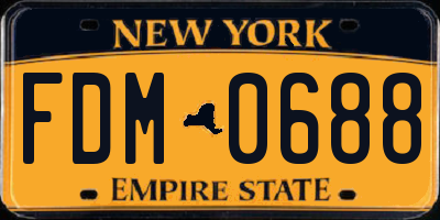 NY license plate FDM0688