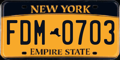 NY license plate FDM0703