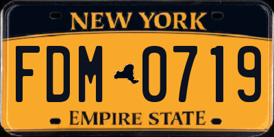 NY license plate FDM0719