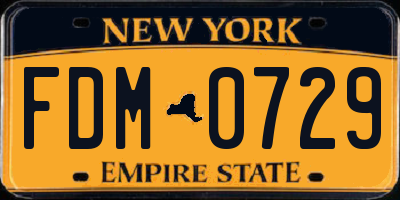 NY license plate FDM0729