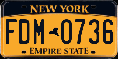 NY license plate FDM0736