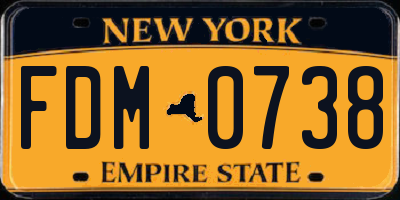 NY license plate FDM0738