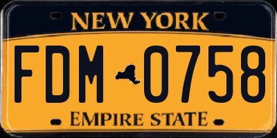 NY license plate FDM0758