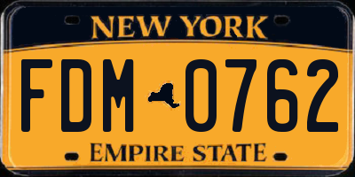 NY license plate FDM0762