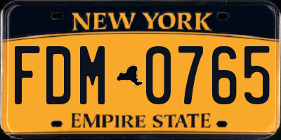 NY license plate FDM0765