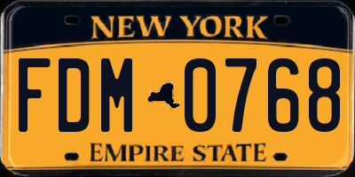 NY license plate FDM0768