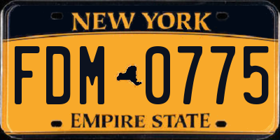 NY license plate FDM0775