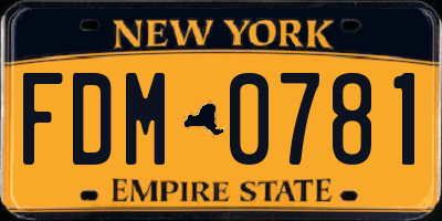 NY license plate FDM0781