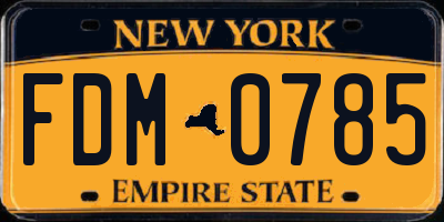 NY license plate FDM0785