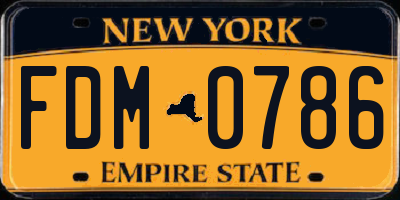 NY license plate FDM0786