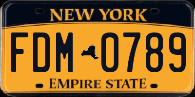 NY license plate FDM0789