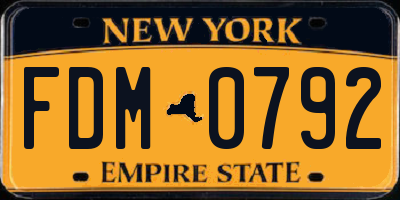 NY license plate FDM0792