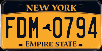 NY license plate FDM0794