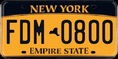 NY license plate FDM0800