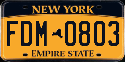 NY license plate FDM0803