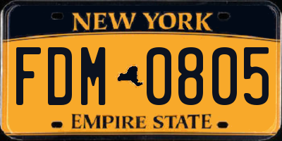 NY license plate FDM0805