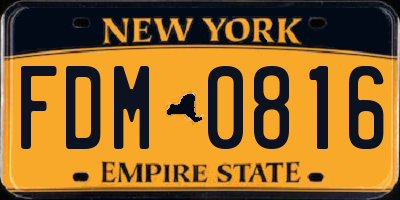 NY license plate FDM0816