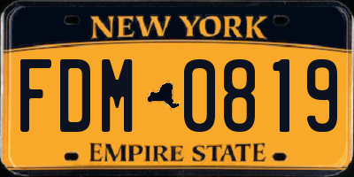 NY license plate FDM0819
