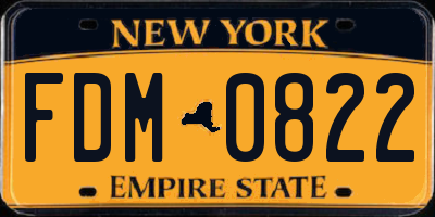 NY license plate FDM0822