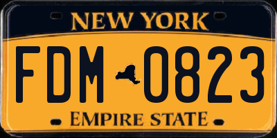NY license plate FDM0823
