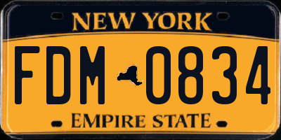 NY license plate FDM0834