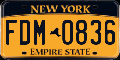NY license plate FDM0836