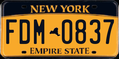 NY license plate FDM0837