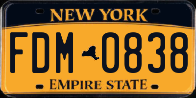 NY license plate FDM0838