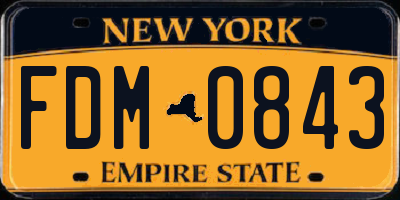 NY license plate FDM0843