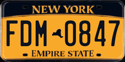 NY license plate FDM0847