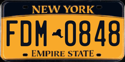 NY license plate FDM0848