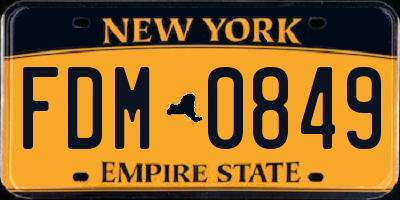 NY license plate FDM0849