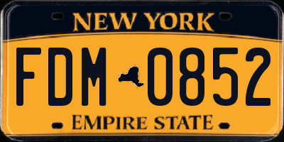 NY license plate FDM0852