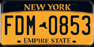 NY license plate FDM0853