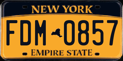 NY license plate FDM0857