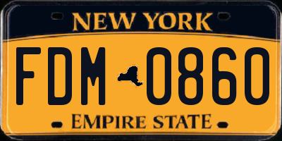 NY license plate FDM0860