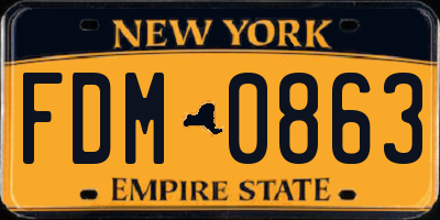 NY license plate FDM0863