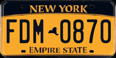 NY license plate FDM0870
