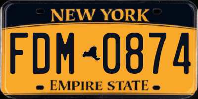 NY license plate FDM0874