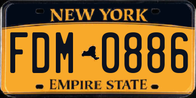 NY license plate FDM0886